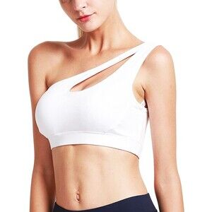 One Shoulder Sports Bra Padded Yoga Top  Sz M